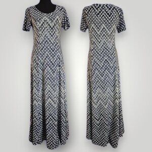 Haani Women's S Navy & White Zig Zag Polka Dot Print Stretch and Swing Dress